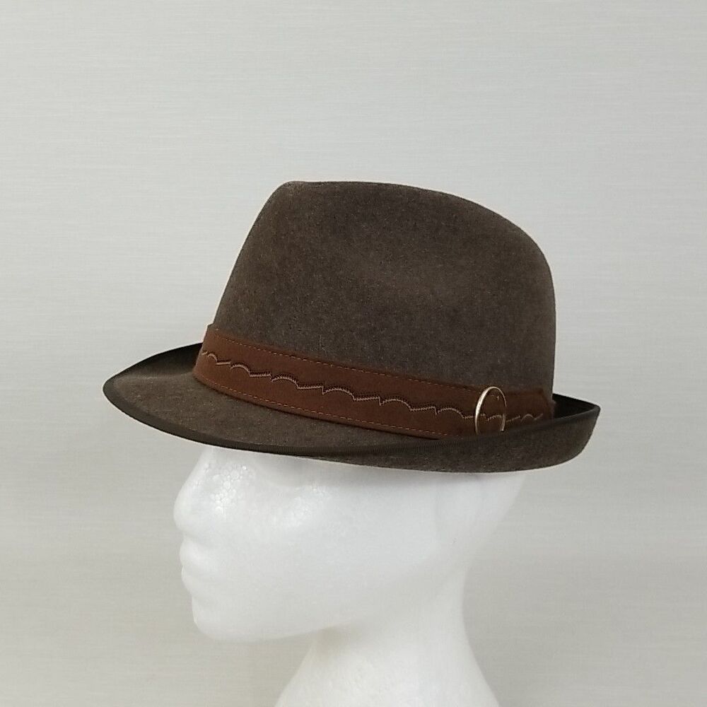 VINTAGE JOSEF PICHLER & SOHNE, GRAZ, BROWN WOOL FEDORA HAT, SIZE 53cm